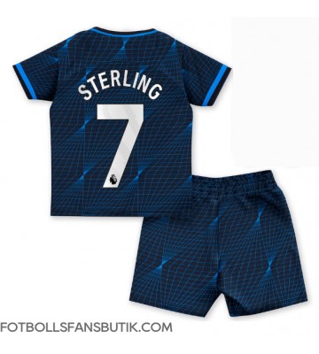 Chelsea Raheem Sterling #7 Replika Bortatröja Barn 2023-24 Kortärmad (+ Korta byxor)